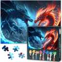 Puzzle Games - Dragons - Ice Dragon and Fire Dragon - 1000 Piece Jigsaw Puzzles for Adults -Challenging Puzzle Perfect for Game Nights - Finished Size is 27.5" x 19.6"/70 * 50cm