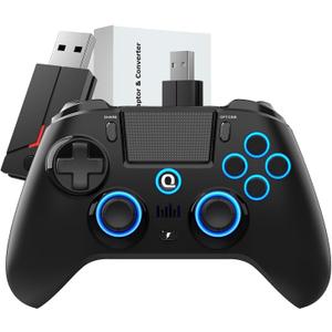 QRD Spark N5 Wireless Controller for PS5 Pro Slim PS4 PS3 PS2 Steam Deck PC Windows Mac iOS Android TV Box, PS5 controller with Halleffect Gamepad Joystick with Touchpad, 6 Axis Gyro, Dual Vibration, Mapping, Macro