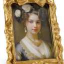 Gold Picture Frames 5x7 Bow Frame, Ornate Elegant 5 by 7 Photo Frame with Bowknot Design, Vintage Handcrafted Resin Antique Frame with Glass Front for Wall and Tabletop Display, Home Decor, Gift Ideas