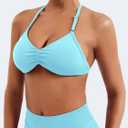 VOYJOY Impact Strappy Bra Sports Bras for Women Basic Crop Workout Sexy Tank Gym Yoga Bra (Blue, L)