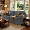 CHUN YI 5 Piece Stretch Couch Covers for Sofa, Loveseat, Grey