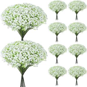 240 Pcs Baby Breath Artificial Flowers Bulk, Fake White Baby Breath Flowers for Wedding Bouquet Home Party Decor, 11.8 Inch (Green and White)