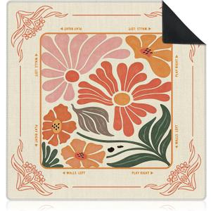 Pink Orange Yellow Boho Floral Mahjong Mat for Table 31.5"x 31.5"