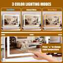 Vanity Mirror with Lights 28"x20", LED Makeup Mirror, 3 Color Lighting Modes, 10X Magnification, Smart Touch Control, Dimmable, Aluminum Metal Frame, Lighted Up for Vanity Desk (White)