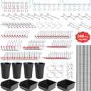 240PCS Pegboard Hooks Assortment, Pegboard Organizer Kit with Bins, Cups, 1/8 and 1/4 inch Hooks for Hanging Tools, Garage Wall Organization