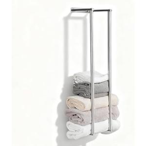 Towel Racks for Bathroom, NEWRAIN Stainless Steel Rolled Towel Storage Wall Mounted Bath Towel Holder for Folded Large Towel Washcloths, Bathroom Organizing Brushed Nickel