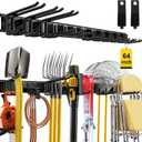 64" Garage Wall Organizer 12 Longer & Thicker Hooks + 2 Straps, 900 Lbs Heavy Duty Steel Garden Tool Storage Rack & Garage Organization for Yard, Shed, Garage