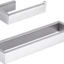 GERZWY Contemporary Stainless Steel Wall Mounted 2-Piece Bathroom Hardware Set - Towel Rings Toilet Paper Holder, Brushed Finish HG1708-2LS