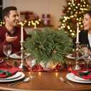 RICHMYC Christmas Branches Norfolk Pine Stems 17.7 Inch 12 Pcs, Artificial Cedar Pine Stems Faux Greenery Pine Picks for Vase DIY Garland Wreath Home Decoration