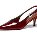 Coutgo Womens Slingback Heels Kitten Low Heel Dress Shoes Closed Pointed Toe Buckle Pumps Work Wedding Shoes, Burgundy, Size 7.5