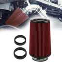 RYANSTAR Universal Clamp-On Air Filter Three Different Size 76MM 89MM 102MM High Flow Round Tapered Cone Closed-Top Cool Air Filter Cleaner Compatible with car and Motorcycle Red