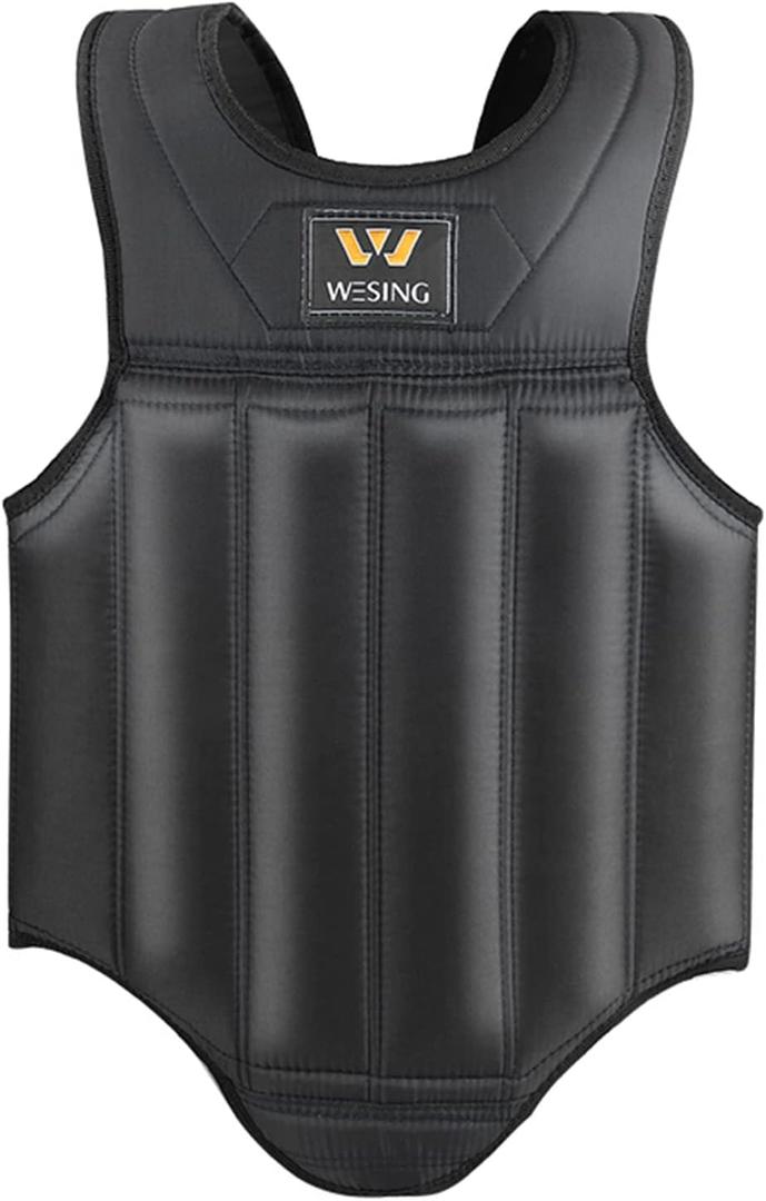 Wesing Martial Arts Muay Thai Boxing Chest Protector MMA Sanda Chest Guard (Small) Black