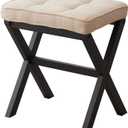 Foot Stool Small Ottoman Foot Rest Padded Foot Stool Desk for Under Office Desk Vanity Stool Bamboo Footstool Sofa Footrest Shoe Stool Small (Black Legs + Beige)