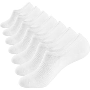 WANDER No Show Socks Mens 7 Pair Cotton Thin Non Slip Low Cut Men Invisible Sock 6-9/ 10-12 (Sock Size:12-14, 7 White)