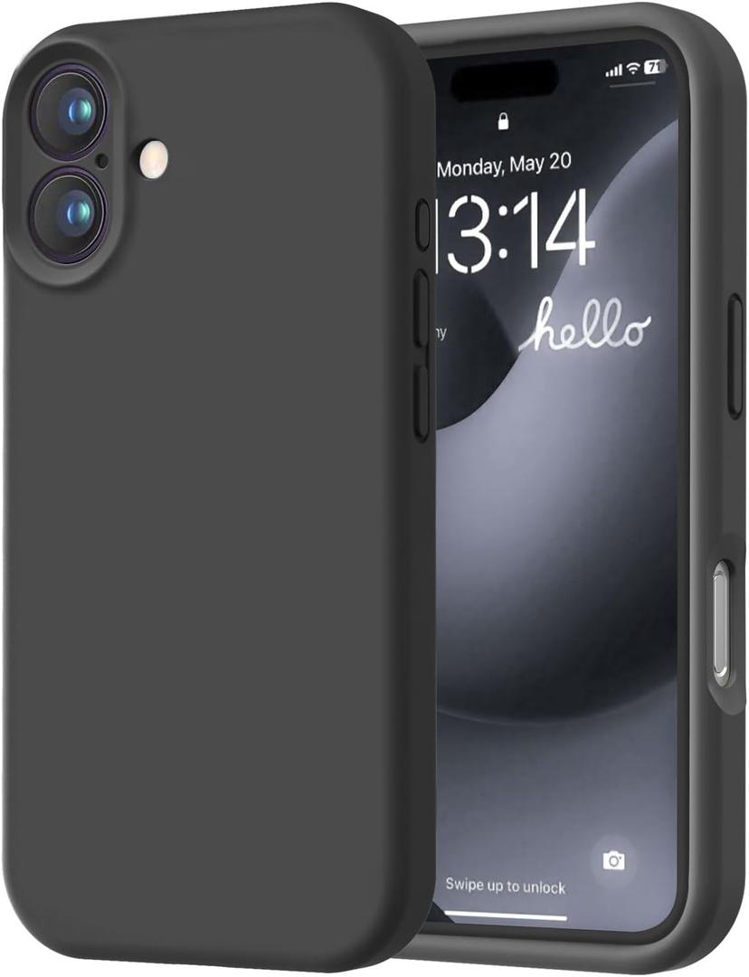 LOVE 3000 Designed for iPhone 16 Case, Premium Silicone with [Soft Anti-Scratch Microfiber Lining] Shockproof Protective Phone Case for Men Women Girls 6.1", Black