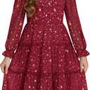 GRACE KARIN Girls Christmas Dresses Party Red Kids Fall Long Sleeve Holiday Birthday Dress Size 10