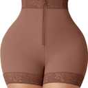 FeelinGirl Body Shaper for Women Butt Lifting Shapewear Tummy Control Panties with Hook Zipper Closure (Large, Umber)