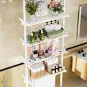 Bonpally Over The Toilet Storage Shelf, 4-Tier Adjustable Bathroom Organizer, No Drill Tension Mounted Shelves Metal, Space-Saving Bathroom Cabinet Rack Above Toilet for Small Bathroom Rooms, White, 10 inches x 31 inches x 124 inches