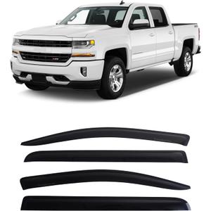 Tongketec Window Rain Guards, Vent Deflector, Window Visors, Outside Mount Fits for 2014-2018 Chevrolet Silverado & GMC Sierra 1500, 2015-2019 Silverado & Sierra 2500HD/ 3500HD Crew Cab Pickup 4pcs