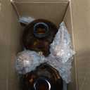 GMISUN Amber Glass Soap Dispenser, 2 Pack Bathroom Hand Soap Dispensers with Rose Gold Pump, 17 Fl Oz Kitchen Hand and Dish Soap Dispenser Set, Modern Vintage Liquid Brown Soap Dispensers Bottle