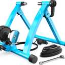 Sportneer Bike Trainer - Magnetic Stationary Bike Stand for 26-28" & 700C Wheels - Adjustable 6 Level Resistance Bike Trainer Stand for Indoor Riding with Quick Release Lever & Front Wheel Riser Block (Blue)