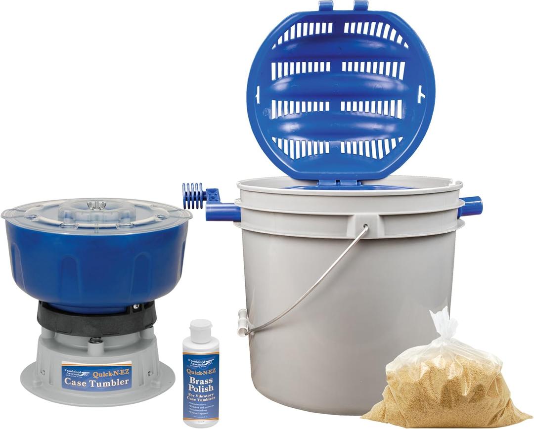Frankford Arsenal Quick-N-EZ 220V Case Tumbler Kit for Cleaning and Polishing for Reloading, blue/gray