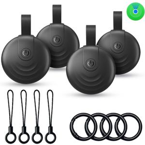 Air Tracker Tags (iOS Only) 4 Pack: Bluetooth Item Finder with Apple Find My APP, Item Locator for Keys Finder, Bags Wallets Anti-Loss, IP68 Waterproof Smart Tag (F20 Black)