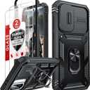 LeYi for Galaxy A36-5G Phone Case: Compatible for Samsung Galaxy A36 5G Case with 2 X Screen Protector, Military-Grade Shockproof, Magnetic Kickstand para Cell Phone Samsung A 36 5G Cover, Black