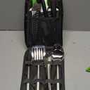 Life2Go 12 Piece Stainless Steel Camping Cooking Utensils Set, Portable Outdoor Kitchen Kit with Chef Knife, Tongs, Spatula, Scissors, Camp Cooking Gear with Carry Case for Hiking, BBQ & Travel, Gray