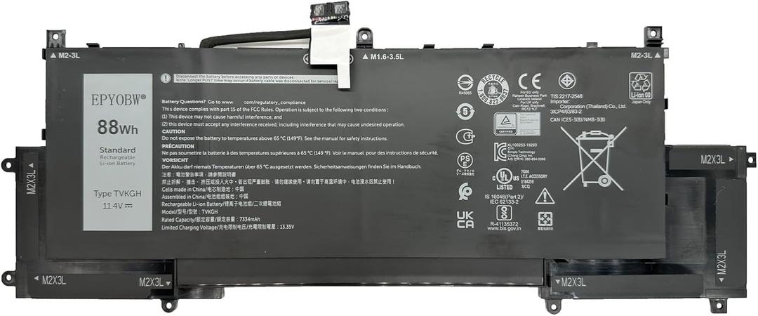 EPYOBW TVKGH Laptop Battery 88Wh Compatible with Dell Latitude 9510 9520 / Latitude 9520 2-in-1 Series N7HT0 V5K68 N2NLL HYMNG 08NFC7 N2NLL N7HTO 0PKW00 089GNG 0HYMNG
