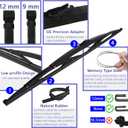 32 Wiper Blade for Rv or Motorhome rv Windshield Wipers 12mm 9mm J Hook with 2pcs Wiper Blades And 4 Pcs Rubber Refills 32"/32"