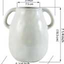 Kimdio White Ceramic Vase with 2 Handles, Modern Farmhouse Vases for Home Decor, Rustic Pottery Vase, Decorative Terracotta Flower Vase, Clay Small Vase, Centerpieces for Dining Table