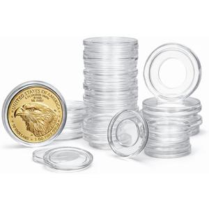 Gold Coin Holder Variety Pack – 25 Capsule Set (5 Each: 16mm, 22mm, 27mm, 32mm, 34mm) – Fits American Eagle, Maple Leaf, Krugerrand, Double Eagle – Clear Air Tight Display Cases – Made in USA