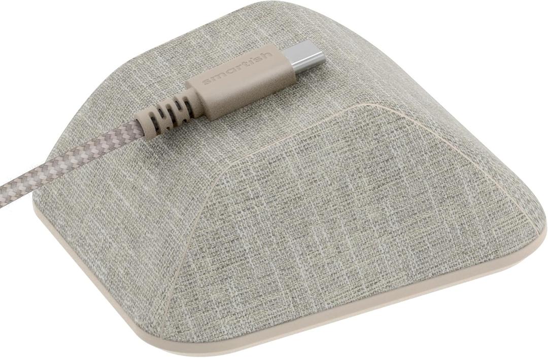 Smartish Magnetic Cord Holder - Cable Wrangler Organizer with Magnet Clips for Charger Management on Desktop, Nightstand for USB-C + Lightning - Lightly Toasted Beige (Medium)