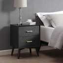 Decoro Metro Two Drawer Nightstand Bed Side Table, Black