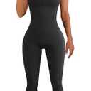 YIOIOIO Women Workout Seamless Jumpsuit Yoga Ribbed Bodycon One Piece Square Neck Shorts Romper S