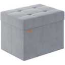 ABHENG Folding Storage Ottoman, Velvet Storage Bench, Footrest, Foot Stool,for Living Room, Bedroom and Office,12.2 x 16.1 x 12.2 Inches, 200 kg Load Capacity, Doce Gray,UASND03P