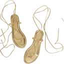 GORGLITTER Women's Lace Up Flat Sandals Dressy Strappy Gladiator Sandals Pointed Toe Thong Sandals (12)