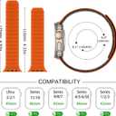 Tasikar Magnetic Bands Compatible with Apple Watch 49mm 46mm 45mm 44mm 42mm Soft Silicone Replacement Loop Wristband for iWatch Ultra 3 2 1 SE Series 11 10 9 8 7 6 5 4 3, Orange-Black
