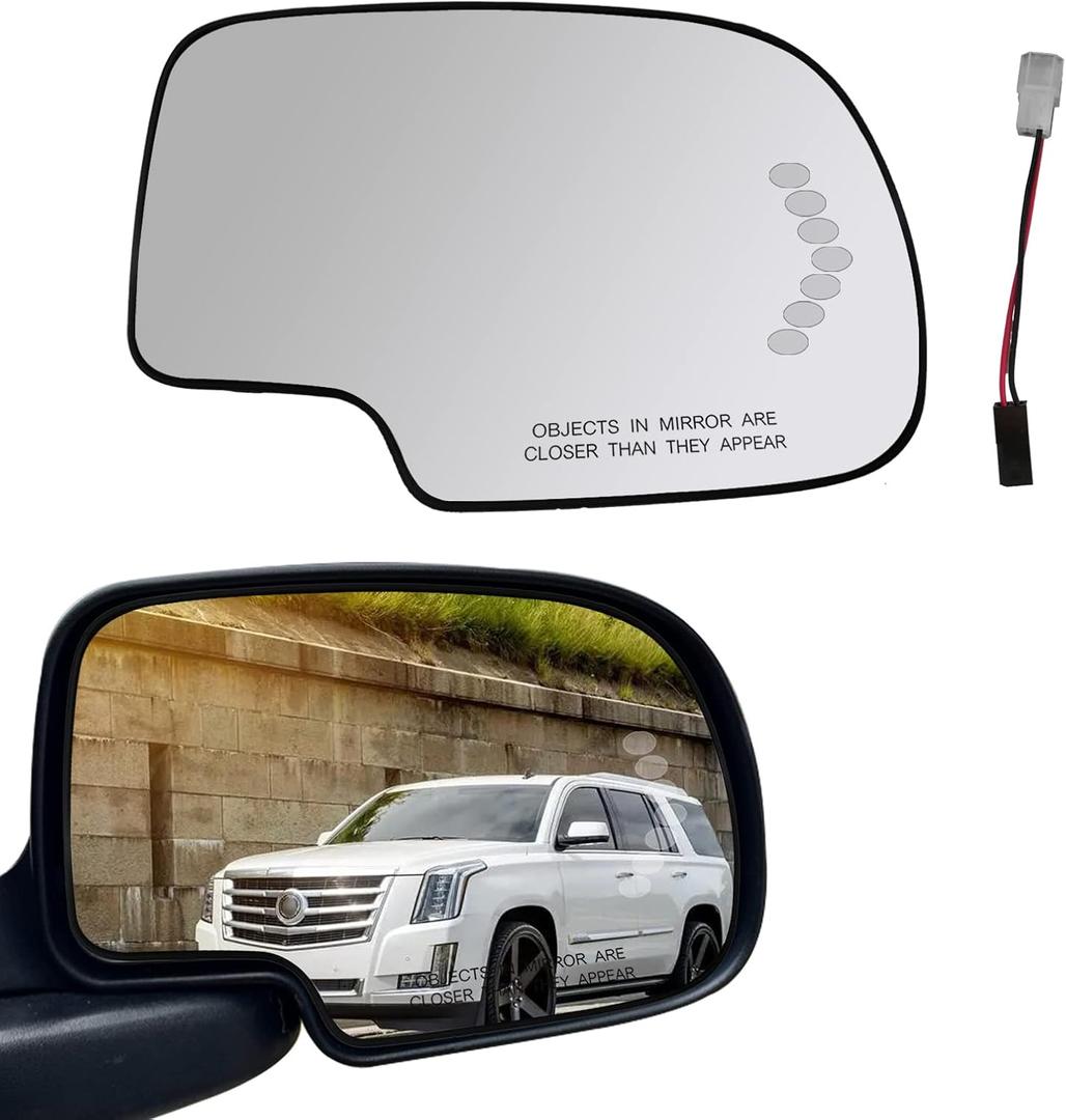 Passenger Side Heated Mirror Glass Replacement for 2003-2007 Cadillac Escalade, Side View Convex Mirror with Turn Signal Compatible with Chevrolet Avalanche,Silverado,Suburban,Tahoe, Yukon GMC Sierra Passenger Side Heated Mirror Glass Replacement for 2003-2007 Cadillac Escalade, Side View Convex Mirror with Turn Signal Compatible with Chevrolet Avalanche,Silverado,Suburban,Tahoe, Yukon GMC Sierra