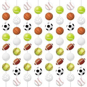 gisgfim 12 Packs Sports Party Banners Sports Theme Birthday Decorations Garland Kit Football Basketball Hanging Swirl Soccer Golf Paper Cutouts Baby Shower Supplies Decor for Kid Teen