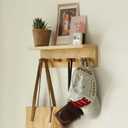 Wall Mounted Coat Rack with Shelf Hooks, 4 Hooks,Coat Hanger Wall Mount,Wall Hooks for Hangering Coats,Command Hooks Alternative Coat Hooks Wall Mounted, Set of 2 (Oak Color)