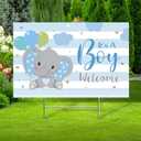 Capoda Baby Shower Yard Sign with Stake Gender Reveal Yard Sign Blue Pink Elephant Lawn Decoration Boy Girl Bear Lawn Decor Welcome Baby Announcement Decor for Outdoor Gender Reveal Party(It's Boy)
