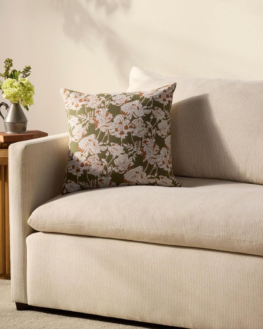 Loloi Chris Loves Julia Matilda Collection PCJ0031 Olive/Orange 18'' x 18'' Cover w/Down Pillow