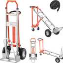 VEVOR 4 in 1 Hand Truck, 1000 lbs Load Capacity for 4-Wheel Mode, Convertible Hand Truck Dolly with Non-Slip Handle & Wheels, Aluminum Alloy Portable Trolley Dolly for Moving Home, Office, Warehouse