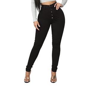 FISCLOSIN Womens High Waist Stretch Jeans 5 Button Push Up Butt Lifting Skinny Colombian Jeans Medium