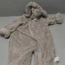 AiWMGL Newborn Baby Bear Outfit With Fold-Over Mittens and Footies Girls Boys Winter Fleece Clothes Hooded Romper Snowsuit, 12-18 month