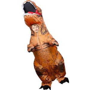 Lulu Home Inflatable T-Rex Costume for Boys Girls Dinosaur Themed Party Trick or Treat Activity (Small, Brown)