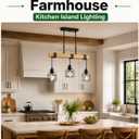 3 Light Farmhouse Kitchen Island Lighting,Dining Room Light Fixture,Adjustable Height Pendant,Real Wood and Black Metal Cage Chandelier for Kitchen,Dining Room
