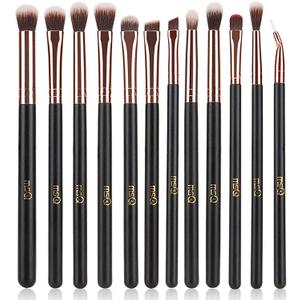 MSQ Eye Makeup Brushes 12pcs Rose Gold Eyeshadow Makeup Brushes Set with Soft Synthetic Hairs & Real Wood Handle for Eyeshadow, Eyebrow, Eyeliner, Blending(without bag)